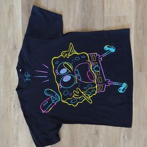 Spongebob Squarepants Neon Graphic T-Shirt Black Size XL